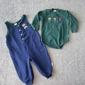 Vintage Health Tex Romper Outfit. Overalls. 18 Months. Football, Bear